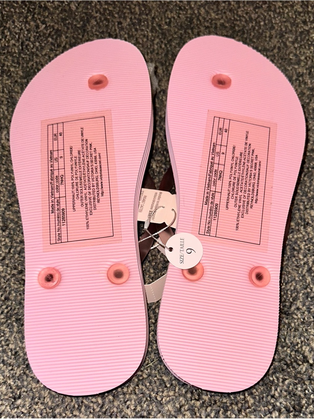 Victoria’s Secret Iconic Pink Striped Flip Flops Size 9 NEW WITH TAGS - Picture 4 of 6